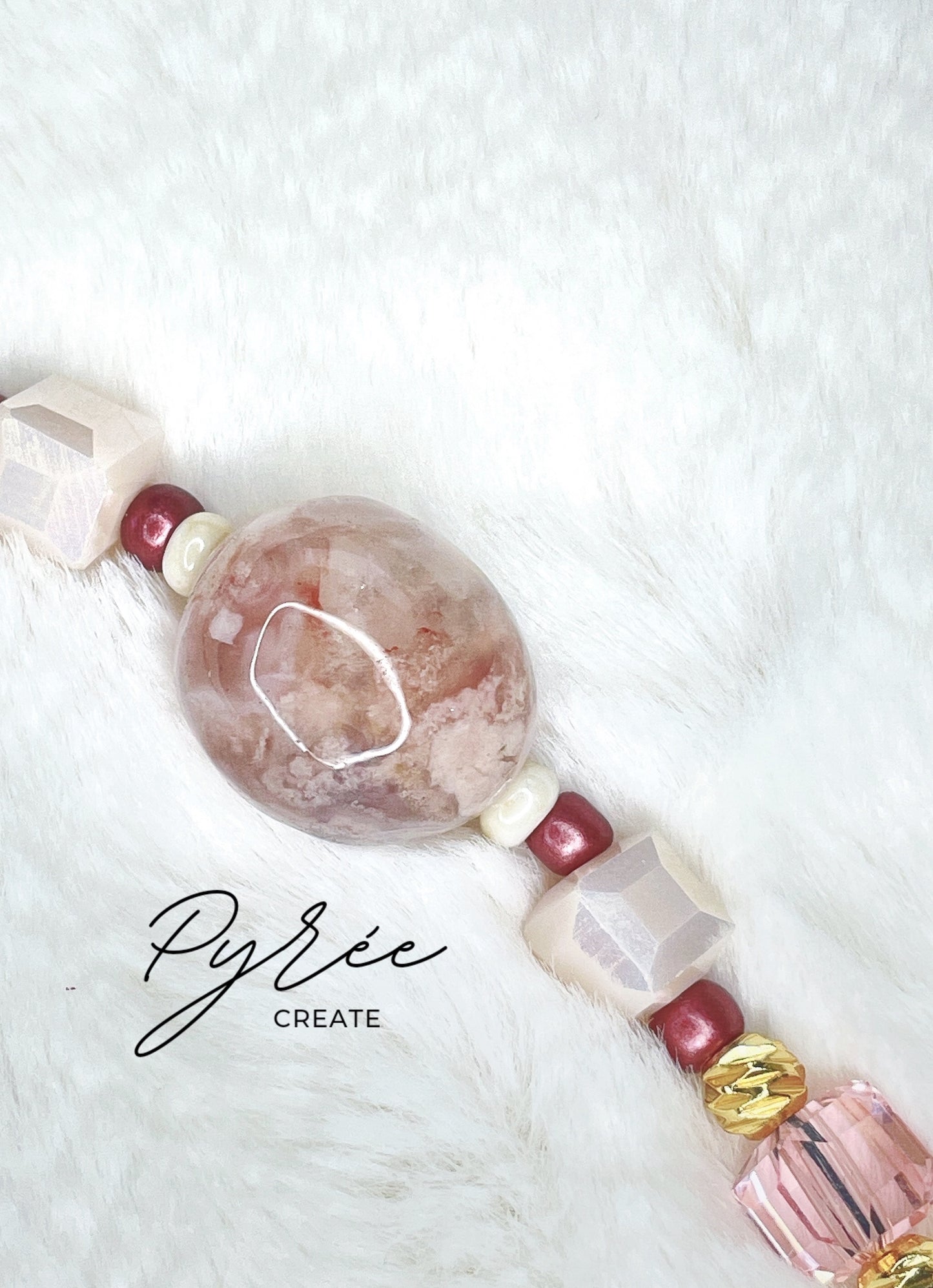 [One & Only] Dainty Pink Floral Lace - Flower Agate