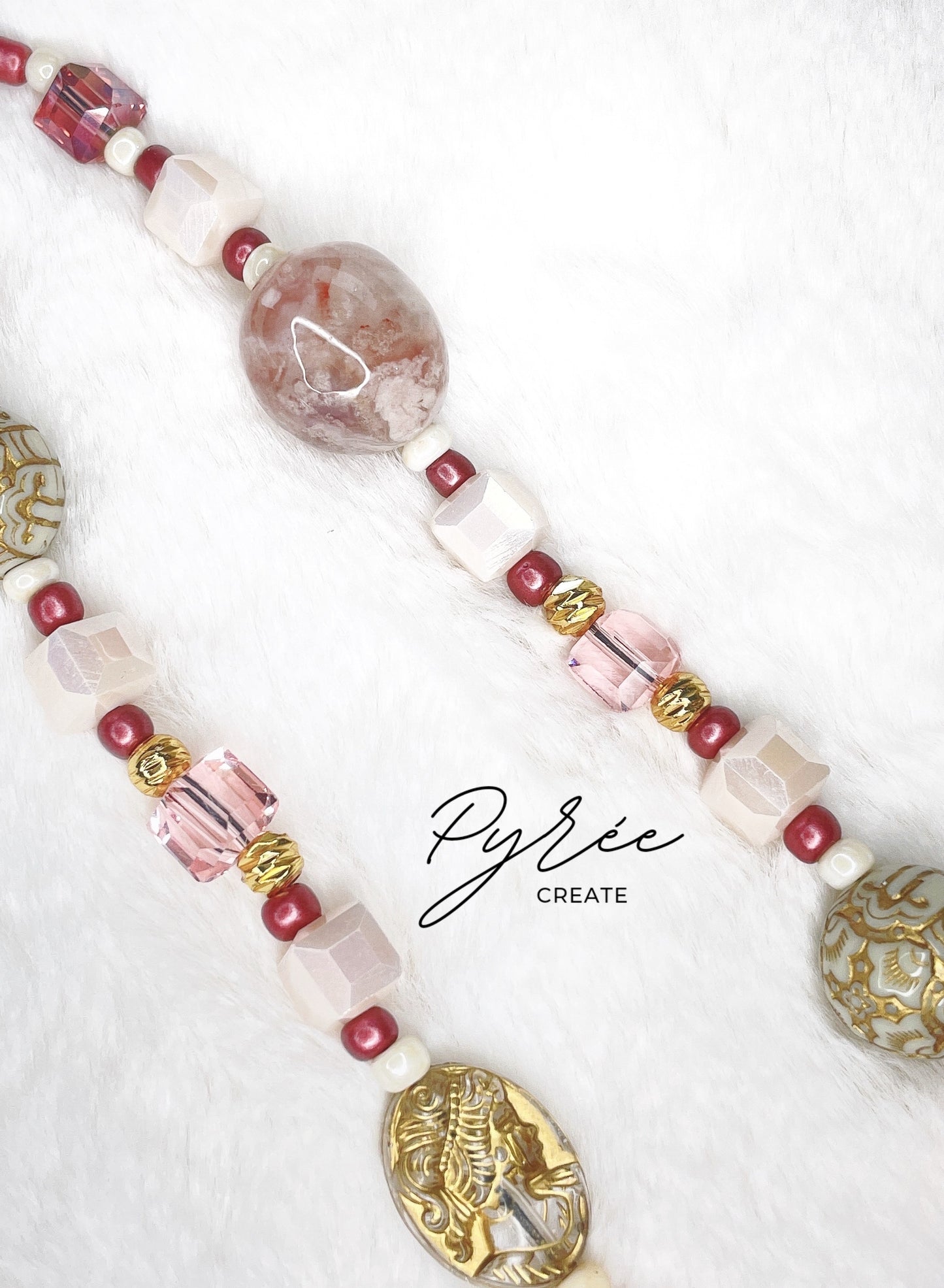 [One & Only] Dainty Pink Floral Lace - Flower Agate