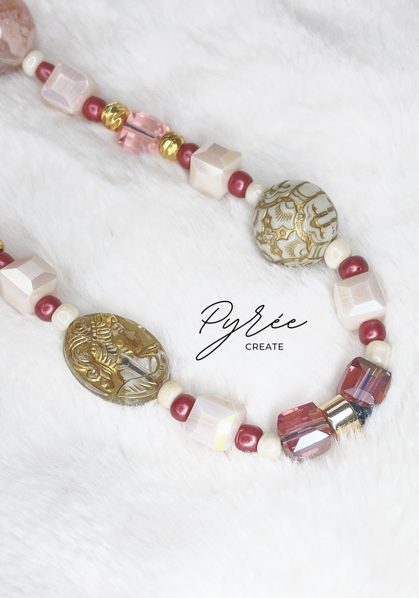 [One & Only] Dainty Pink Floral Lace - Flower Agate